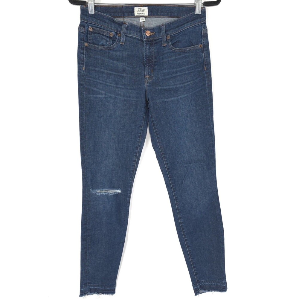 J.CREW Women’s Jeans Toothpick Skinny 28 Distressed Stretch Denim